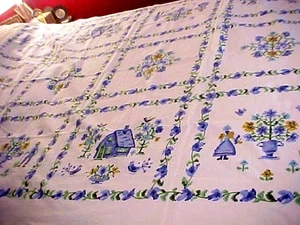 Mantel de colección con flores azules y casas - Imagen 1 de 4