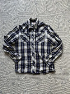 True Religion Western Hemd mit Druckknöpfen - Blau/Grau/Weiß/Gelb - Medium - Bild 1 von 6