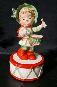 VINTAGE 1960'S LEFTON? 7660 PORCELAIN DRUMMER BOY MUSIC BOX WORKS - Picture 1 of 8