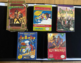NES 5 Game Lot Kung Fu Heros, Crystalis, Gauntlet, BurgerTime, Legacy o/t Wizard