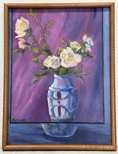 1980s Still Life Oil Painting Roses,By Betty Watt - Picture 1 of 16