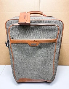 Hartmann Tweed And Leather Rolling Wheels Suitcase Travel Luggage Bag 24” - Picture 1 of 11