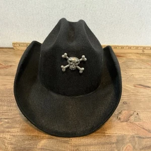 TGH Black Felt Western Cowboy Hat with Skull Crossbones Mexican Youth Large - Bild 1 von 8