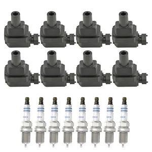 Bosch 8 Ignition Coil 8 Double Platinum Spark Plug Kit For Mercedes W140 R129 V8 - Picture 1 of 1