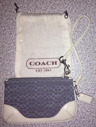 Portafoglio da polso Pristine Estate Coach blu ardesia firmato + set copripolvere us intime ottimeioni