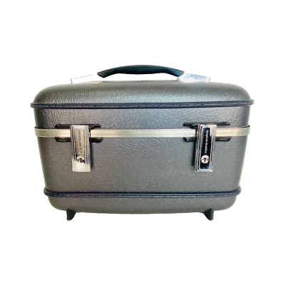 Vintage 1960s gray train case AMERICAN TOURISTER hardshell travel luggage silver - Image 1 of 4