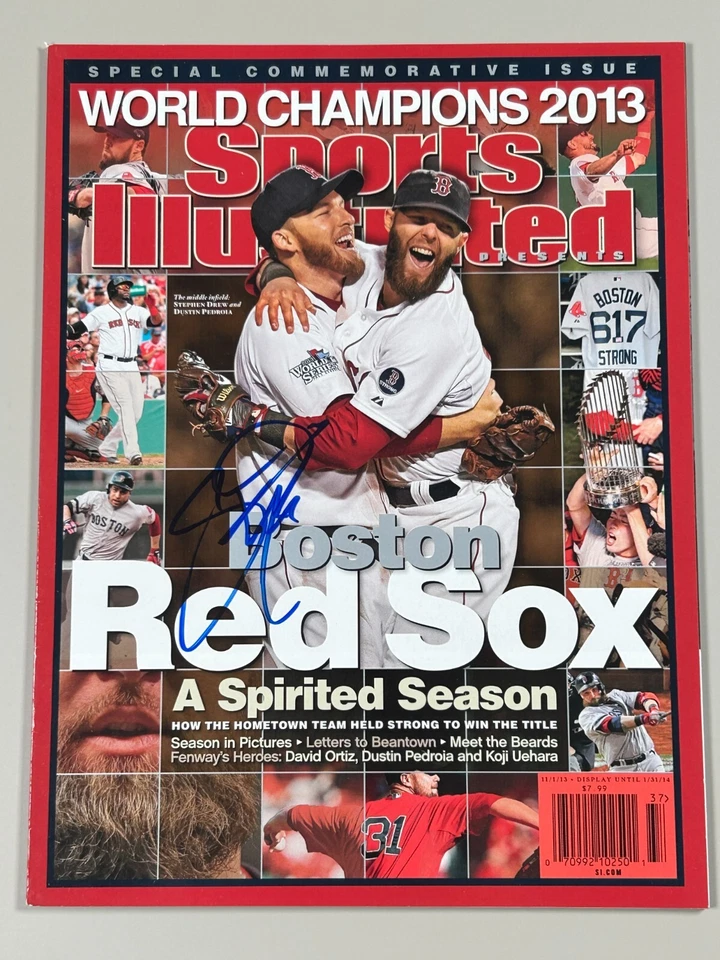 斯蒂芬·德鲁签名体育画报真品证明红袜队世界冠军 2013 年佩德罗亚 — 第 1/2 张图片