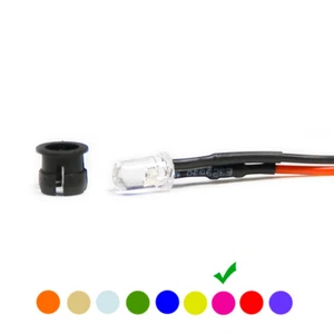 50 x Wired Diodes LED + Plastic Bracket Wired Pink Clear Lens 9V 5mm - Picture 1 of 5