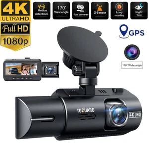 TOGUARD Dual Dash Cam GPS 4K + 1080P Front Inside 3" LCD Car Camera Night Vision - Picture 1 of 8