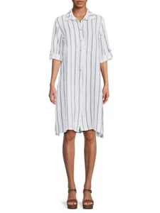Saks Fifth Avenue Women's Striped Linen Midi Shirt Dress, size XL, NWT - Picture 1 of 2