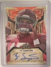 2023 Leaf Metal Draft Ty Simpson Auto Red Flood Super Prismatic SER #1/1 Bama