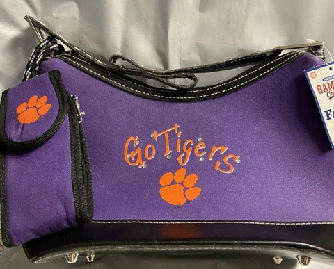 Clemson Tigers NCAA Purple & Orange  Handbag   C Cover