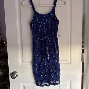 NEW NWT Poppies & Roses Girls size 14 Gorgeous Blue Sequin Formal Skinny Dress - Picture 1 of 5