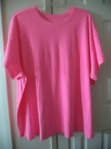 Neon Bubble Gum Pink Oversized Tunic Longer Length T-shirt 2XL 3X 20 22 24 2X - Picture 1 of 4
