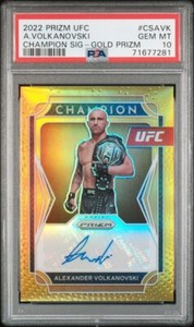 ALEXANDER VOLKANOVSKI - 2022 PRIZM UFC - GOLD PRIZM AUTO /10 RC PSA 10 - POP 1