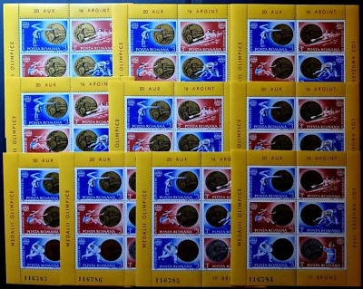 Romania 1984 - MNH 10 Blocks Olympics Medals Los Angeles USA 60 Stamps SC $35.00 - Image 1 of 4