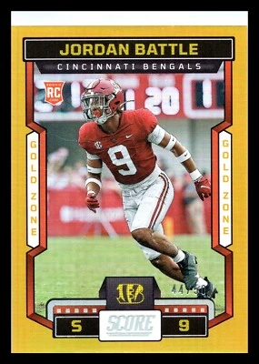 2023 Score Rookies Gold Zone /50 Jordan Battle #386 Rookie RC Bengals Alabama - Image 1 of 2