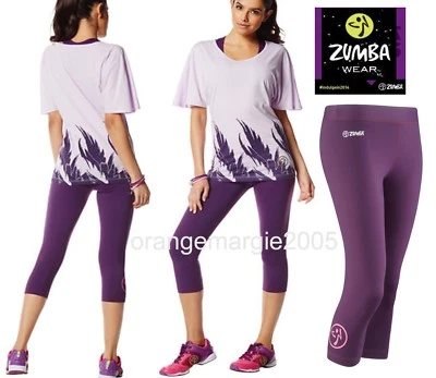 LEGGINGS ZUMBA CAPRI + Camiseta Larga Suelta Top Baile, Fitness, Entrenamiento Conjunto de 2 Piezas - L XXL Foto 1 de 4