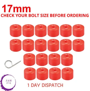 WHEEL NUT BOLT COVER CAPS 20x 17mm RED FOR VW VAUXHALL GOLF BORA PASSAT JETTA - Picture 1 of 10