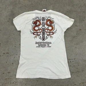 Harley Davidson White Shirt Womens Small Tennessee Biker Tee White Dragon Rare - Picture 1 of 9