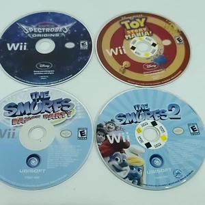 Nintendo Wii Game Lot of 4 Bundle Smurfs 2 Dance Party Toy Story Mania Spectrobe - Picture 1 of 5
