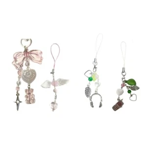 Y2K Bear Wing Headphone Pendant Phone Straps Backpack Charm Keys Decoration - Zdjęcie 1 z 27