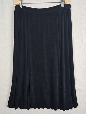 Chico's Travelers Midi Skirt Slinky Black Ruffle Trim Sz 3 (XL) Stretch Comfort - Image 1 of 4