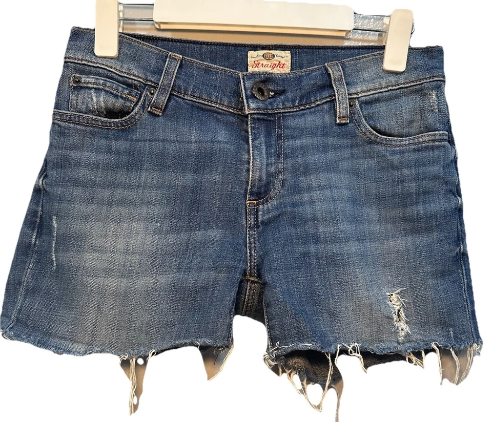 Pantalones cortos de mezclilla vintage Fossil para mujer talla 27 azul denim Y2K desgastados 5 bolsillos Foto 1 de 4