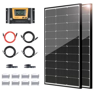 JJN 200 Watt Solar Panel Kit 12V Solar Panels with 30A PWM 12V/24V Charge Con... - Picture 1 of 8