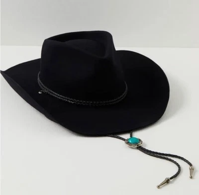 Sombrero de Vaquero Free People X Wyeth Sawyer Piedra Lana Negra Foto 1 de 4