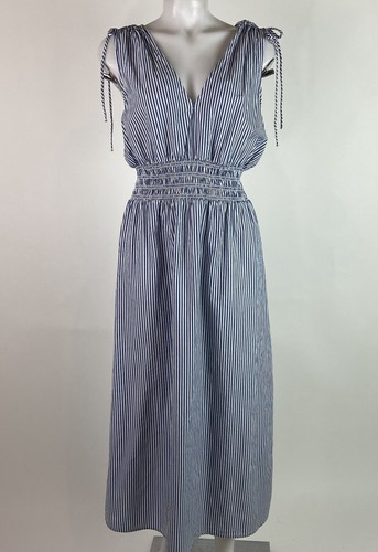 VETEMENTS Maxi abito blu a righe Oldy Navyia taglia XLargeta spalla crav vita fumène