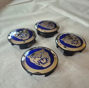 Jaguar Set Of 4 Blue 58mm Center Wheel Hub Caps For F-type XJR XF XJ XK F-pace - Picture 1 of 3