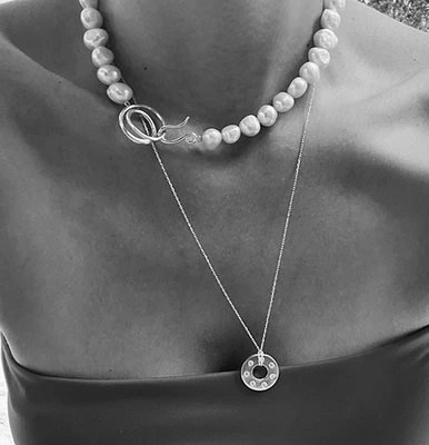 Collar de boda de perlas hecho a mano con cuentas joyería de plata 925 regalo Foto 1 de 4