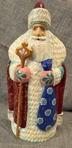 Russian Hand Carved Santa Grandfather Frost Girl Rabbit Scene 7.5” EUC - Picture 1 of 9