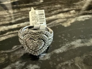 Sterling Silver 925 CZ Heart Shaped Ring Sz 6 - Picture 1 of 7