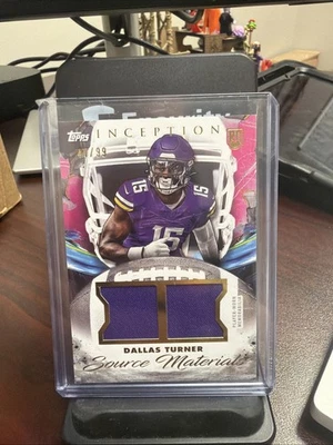 2024 Topps Inception - Source Materials Dallas Turner #SM-DT Pink /99 (MEM, RC) - Image 1 of 2