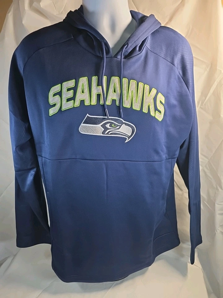 Ropa del equipo de la NFL para hombre L azul Seattle Seahawks suéter cosido polar sudadera con capucha Foto 1 de 4