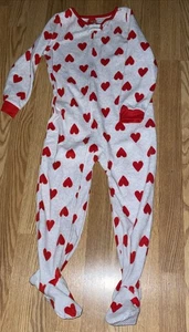 New Carter's 1-Pc Hearts Fleece pajama PJs Girl Sleeper Footed 5T - Picture 1 of 5