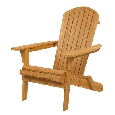 OUTVITA Wooden Adirondack Chair Outdoor Garden Patio Deck Wood Armchair Sun Lounger Seat