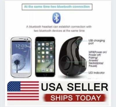 Mini Wireless Bluetooth 4.0 Stereo In-Ear Headset Earphone Earbud Earpiece, US - Image 1 of 4