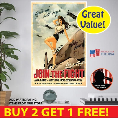 BENBEN HOME & LIFESTYLE WW2 Style Patriotic USA POSTER/MULTI.FORMATS/PAPER/CANVAS/VINYL/POSTCARD/STICKER
