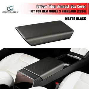 Cubierta de caja de reposabrazos de consola central de fibra de carbono mate para Tesla Model 3 Highland - Imagen 1 de 8