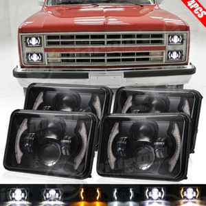 Fit For Chevy C10 Pickup Truck 1981-1987 4PCS 4x6" LED Headlights Hi/Lo Beam DRL - Picture 1 of 24