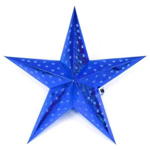 Papierstern 3D 10 LED blau Weihnachtsstern Faltstern Batterie mit Timer 5 Zacken - Bild 1 von 5
