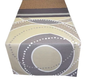 Modern Beige Brown Circle Tablecloth Runner Cotton Spring 130 X 40 Cm - Picture 1 of 3