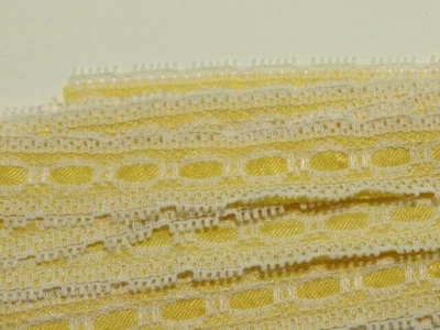 Vintage Yellow with White Lace Trim Edging 3 yds 6" x 3/4" - Image 1 of 4