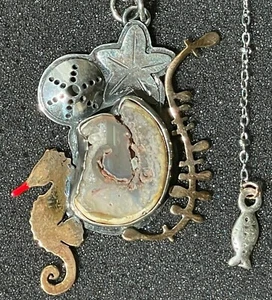 Silber, Halskette mit Anhänger, Fossil, Naturstein, Unique, Frauen, Versand DE - Bild 1 von 8