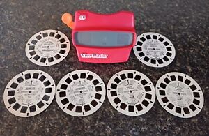 Vintage View-Master Red 3D Viewer 6 Reels-Scooby Doo, Dennis The Menace & 2 More