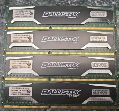 DDR3 PC3-12800u 4 x 4GB (16GB) Crucial Ballistix Sport BLS4G3D1609DS1S00.16FER2 - Image 1 of 2