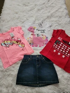 Lot of 4 The Children's Place Girls Size 2T Denim Skirt NWT w/ 3 Shirts - Picture 1 of 9